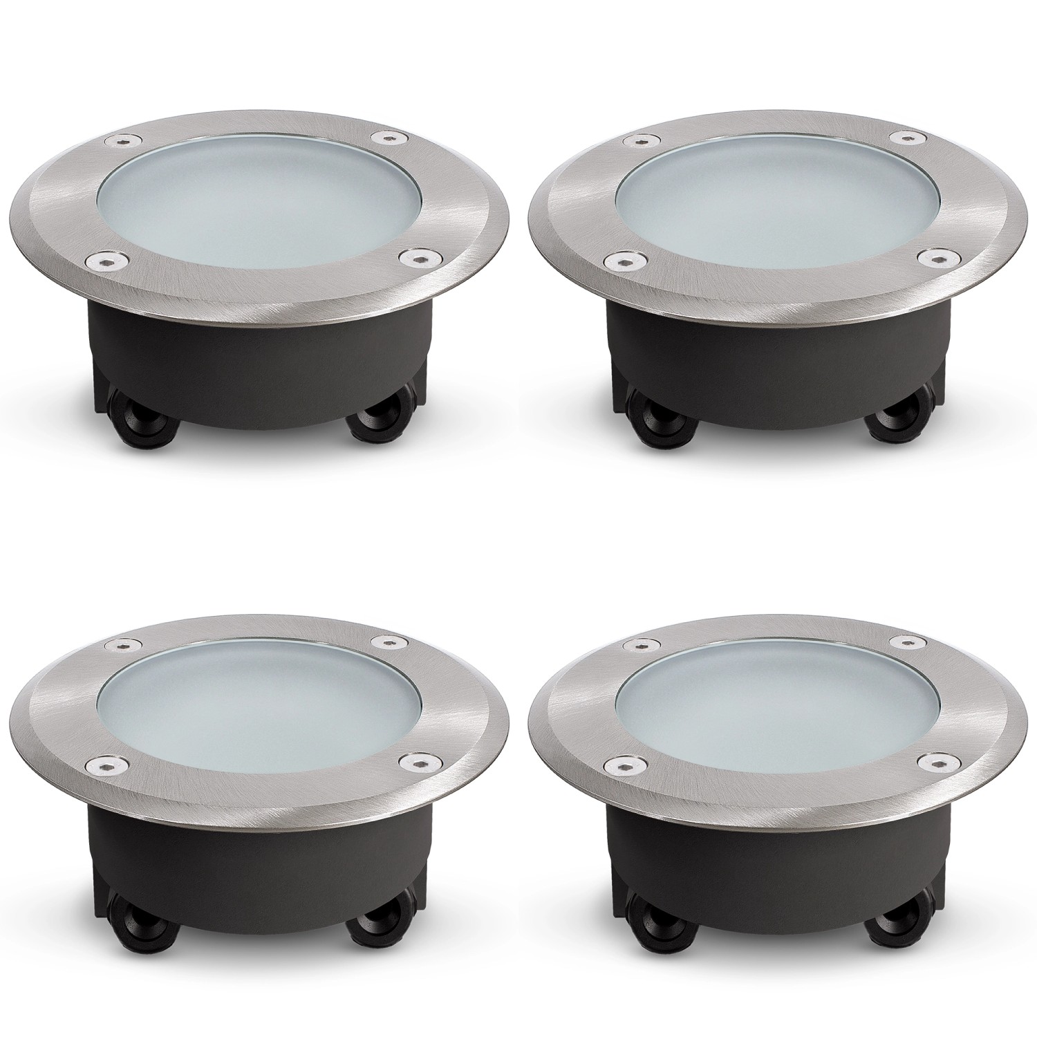 SSC-LUXon 4er Set Viskos Bodenstrahler Flach Außen IP67 für GX53 Fahrbar ohne Leuchtmittel von SSC-LUXon