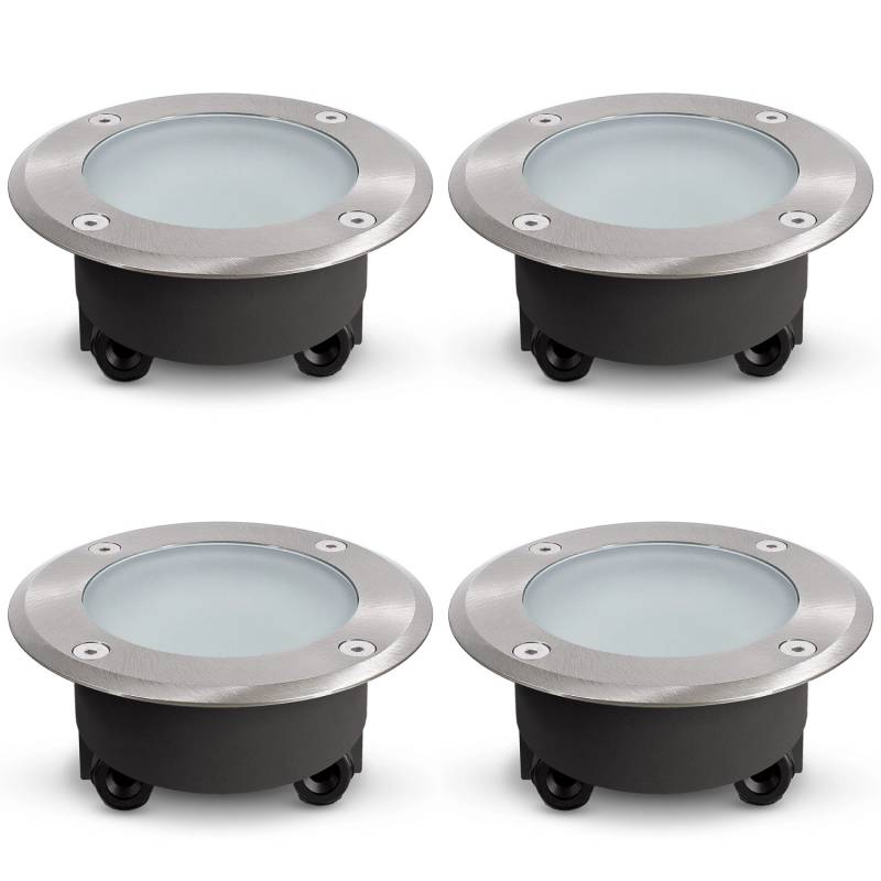 SSC-LUXon 4er Set Viskos Bodenstrahler Flach Außen IP67 für GX53 Fahrbar ohne Leuchtmittel von SSC-LUXon