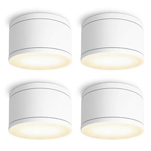 SSC-LUXon 4x CELI-WX Aufbaustrahler Set IP44 flach für Bad & Außen mit LED GX53 Lampe 5W warmweiß 230V - Aufbauspots weiß von SSC-LUXon