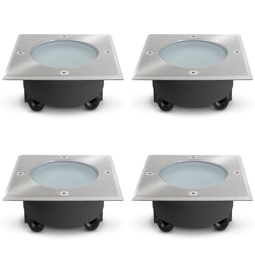 SSC-LUXon 4x VIROK Bodeneinbauleuchte flach IP67 eckig GX53 Fassung - Bodenlampe befahrbar durchschleifbar (ohne Leuchtmittel) von SSC-LUXon