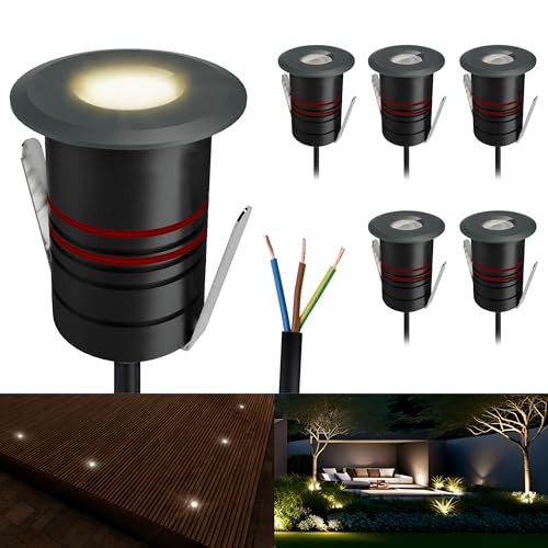SSC-LUXon 6 Stk. JAVO Bodenleuchte LED Außen 230V Erdstrahler warmweiß - Bodeneinbauspots klein trittfest IP67 dunkelgrau Ø 47mm SSC-LUXon 6 Stk. JAVO Bodenleuchte LED Außen 230V Erdstrahler warmweiß - Bodeneinbauspots klein trittfest IP67 dunkelgrau Ø 47mm von SSC-LUXon