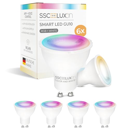 SSC-LUXon 6 Stück EYLA Smart GU10 Spots WLAN LED 5W dimmbar RGB+CCT App & Voice kompatibel mit Alexa & Google - enger Abstrahlwinkel SSC-LUXon 6 Stück EYLA Smart GU10 Spots WLAN LED 5W dimmbar RGB+CCT App & Voice kompatibel mit Alexa & Google - enger Abstrahlwinkel von SSC-LUXon
