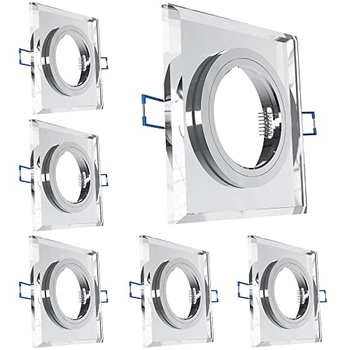 SSC-LUXon 6 Stück Einbaustrahler Rahmen Glas eckig spiegelnd Fassung für GU10 & Modul - Decken Einbauleuchte Lochmaß 60-70mm SSC-LUXon 6 Stück Einbaustrahler Rahmen Glas eckig spiegelnd Fassung für GU10 & Modul - Decken Einbauleuchte Lochmaß 60-70mm von SSC-LUXon