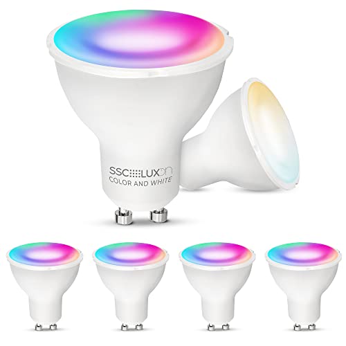 SSC-LUXon 6 Stück GU10 Smart Home Strahler LED RGBW kompatibel mit Alexa & Google - App- & Sprachsteuerung dimmbar RGB & Weißtöne WLAN Lampe von SSC-LUXon