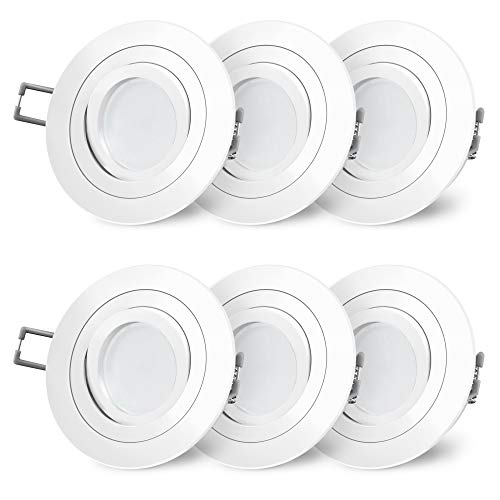 SSC-LUXon 6 Stück RF-2 LED Einbauleuchte schwenkbar in weiß & rund - mit Milky LED GU10 4W warmweiß 230V - Einbaustrahler Spot von SSC-LUXon