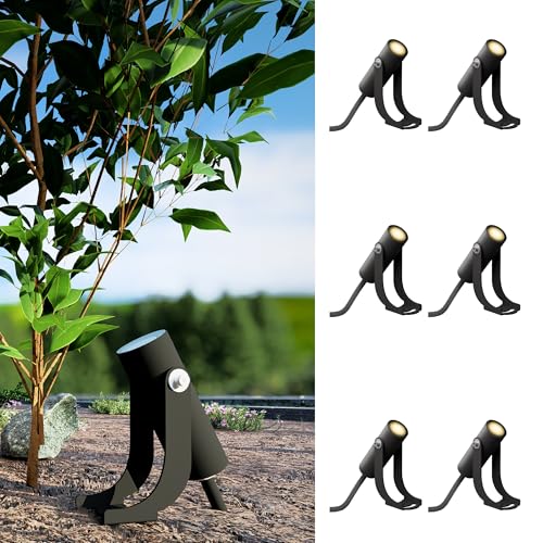 SSC-LUXon 6er Set TARONA Mini Gartenstrahler Ambientespot schwarz 2W warmweiß IP65 für Außen & Innen Carport Veranda Eingang von SSC-LUXon