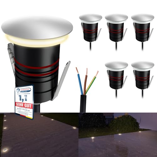 SSC-LUXon 6x JAVO Mini Garten Boden Einbau LED 230V Spots indirekt blendfrei - rostfreie Bodenlampen IP67 trittsicher wetterfest von SSC-LUXon