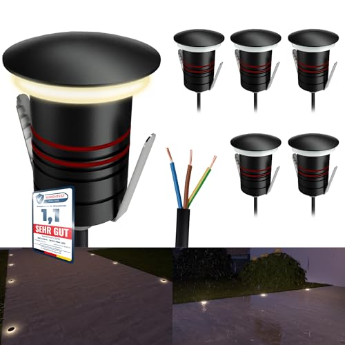 SSC-LUXon 6x JAVO Mini Garten Boden Einbau LED Leuchten 230V Licht indirekt blendfrei - Bodenlampen IP67 trittsicher wetterfest von SSC-LUXon