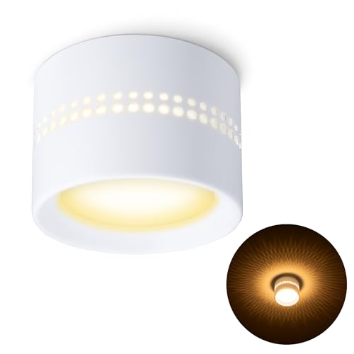 SSC-LUXon ALAPI Deckenspot weiß rund inkl. GX53 Leuchtmittel dimmbar warmweiß - Aufputz Leuchte LED mit indirekter Beleuchtung Decke von SSC-LUXon