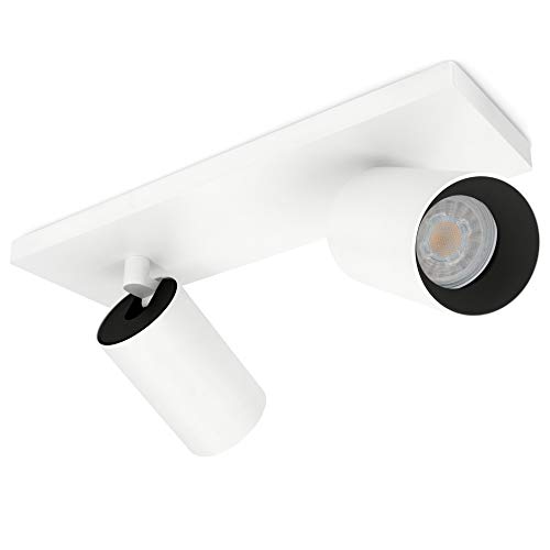 SSC-LUXon ALVO 2 Deckenleuchte 2-flammig mit LED GU10 fourSTEP Dimmbar ohne Dimmer 5W warmweiß - Design Spotbalken weiß 230V von SSC-LUXon