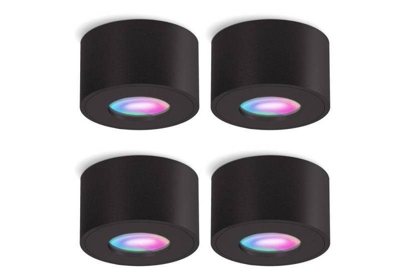 SSC-LUXon LED Außen-Deckenleuchte CELI-1 Aufbauspot flach schwarz IP44 Spritzwasserschutz mit Smart LED, Warmweiß bis Tageslicht von SSC-LUXon