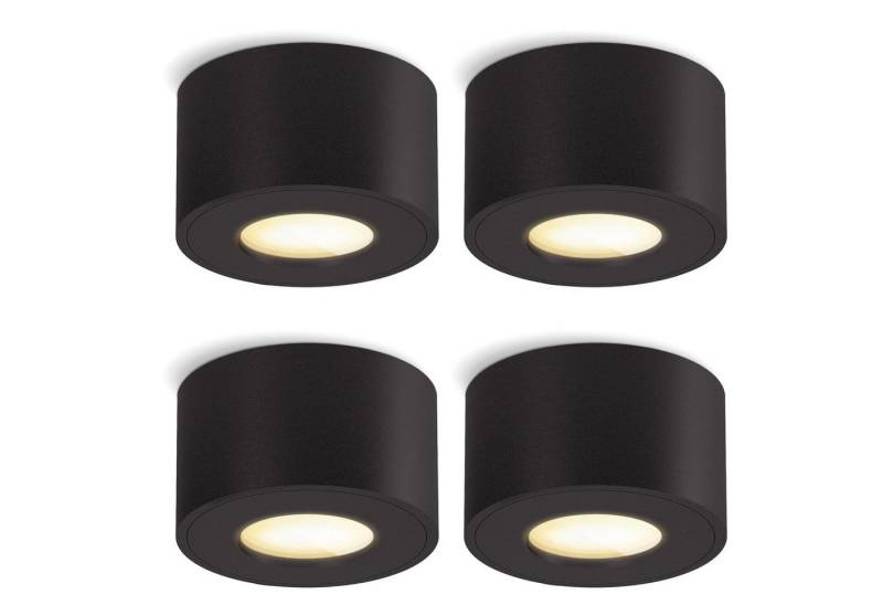 SSC-LUXon LED Außen-Deckenleuchte CELI-1 Spot Aufputz IP44 flach in schwarz mit LED Modul dimmbar 4W, Warmweiß von SSC-LUXon
