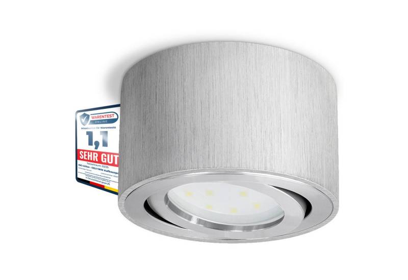 SSC-LUXon LED Aufbaustrahler CELI-1A flacher Decken Aufbauspot silber schwenkbar mit LED Modul 4W, Warmweiß von SSC-LUXon
