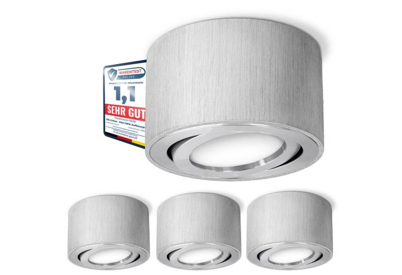 SSC-LUXon LED Aufbaustrahler CELI-1A flacher Decken Aufbauspot silber schwenkbar mit LED Modul 4W, Warmweiß von SSC-LUXon