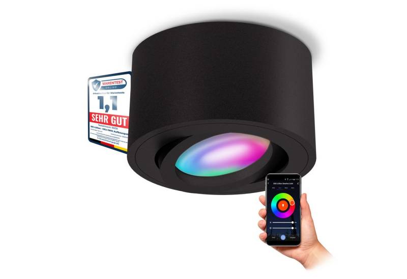 SSC-LUXon LED Aufbaustrahler CELI-1B Aufbauspot flach gebuerstet schwarz schwenkbar mit RGB LED, RGB & Weißtöne von SSC-LUXon