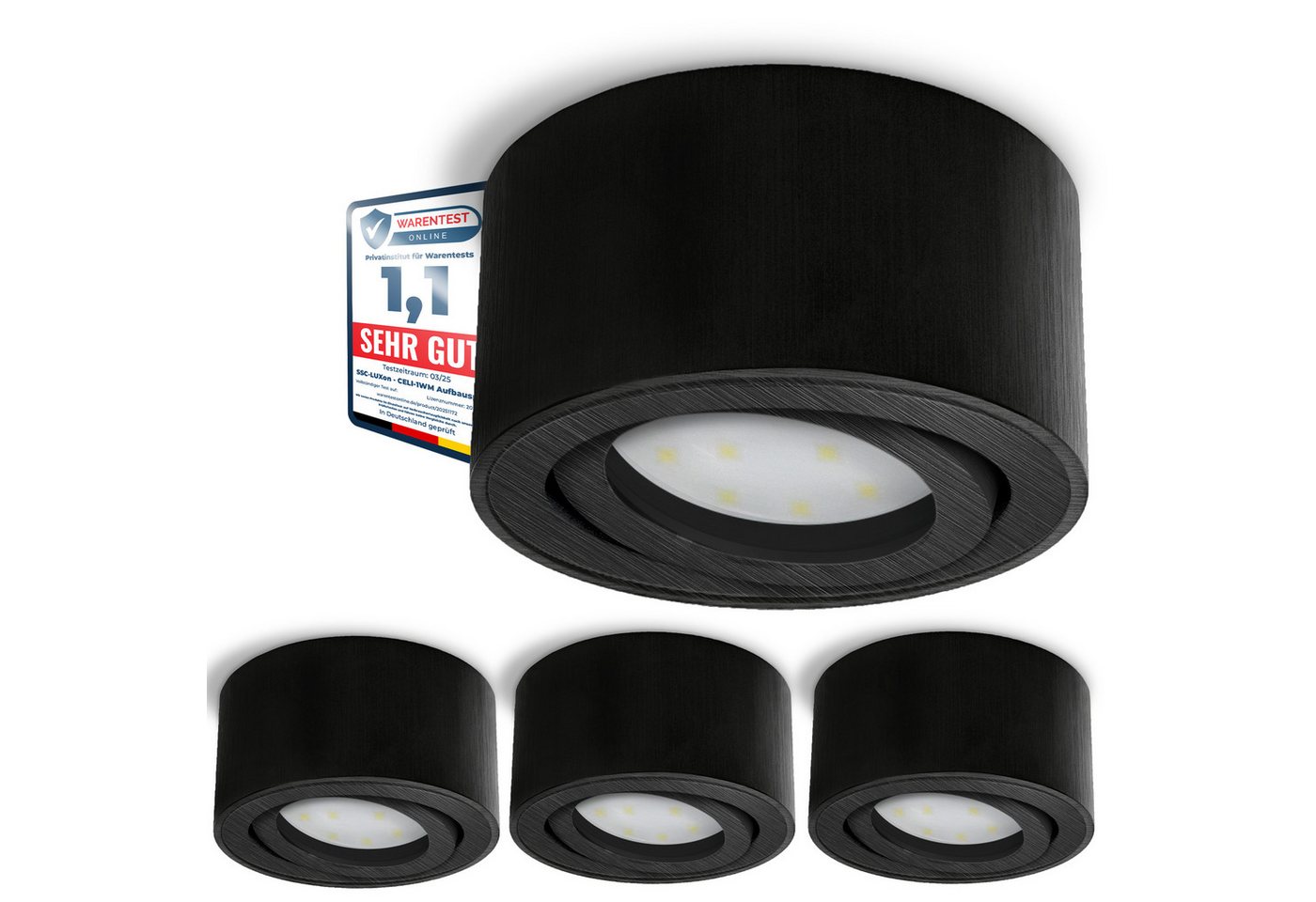 SSC-LUXon LED Aufbaustrahler CELI-1B Aufbauspot flach schwarz gebuerstet schwenkbar mit fourSTEP, Neutralweiß SSC-LUXon LED Aufbaustrahler CELI-1B Aufbauspot flach schwarz gebuerstet schwenkbar mit fourSTEP, Neutralweiß von SSC-LUXon