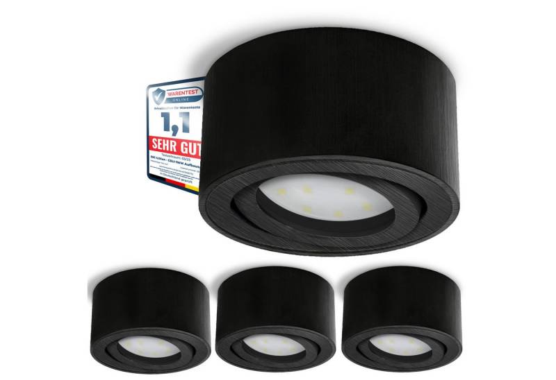 SSC-LUXon LED Aufbaustrahler CELI-1B flacher Decken Aufbauspot schwarz schwenkbar mit LED Modul 4W, Warmweiß von SSC-LUXon
