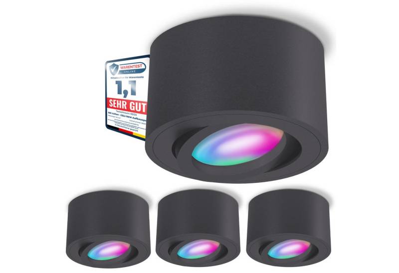 SSC-LUXon LED Aufbaustrahler CELI-1N Aufbauspot flach anthrazit schwenkbar mit Smart Wifi RGB LED, Warmweiß bis Tageslicht von SSC-LUXon