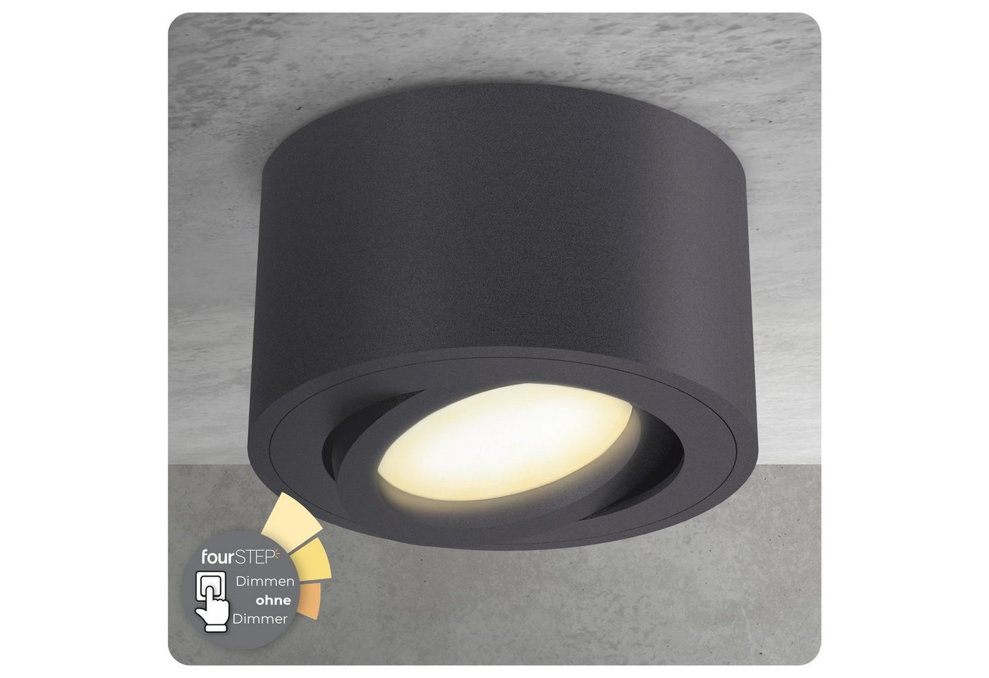 SSC-LUXon Aufbauleuchte CELI-1N Aufputzspot flach schwenkbar mit fourSTEP Dimmbar ohne Dimmer, Warmweiß SSC-LUXon Aufbauleuchte CELI-1N Aufputzspot flach schwenkbar mit fourSTEP Dimmbar ohne Dimmer, Warmweiß von SSC-LUXon