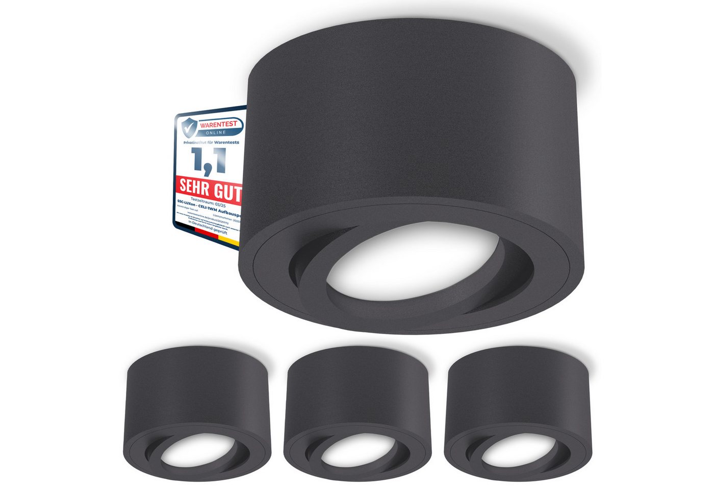 SSC-LUXon LED Aufbaustrahler CELI-1N Deckenspot schwenkbar flach anthrazit mit LED Modul dimmbar, Neutralweiß SSC-LUXon LED Aufbaustrahler CELI-1N Deckenspot schwenkbar flach anthrazit mit LED Modul dimmbar, Neutralweiß von SSC-LUXon