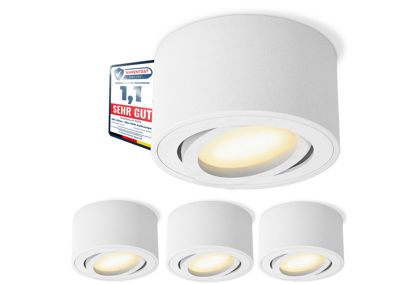 SSC-LUXon LED Aufbaustrahler CELI-1WM LED Aufbauspot weiß 6W dimmbar warm neutral kalt Spot, Warmweiß bis Tageslicht SSC-LUXon LED Aufbaustrahler CELI-1WM LED Aufbauspot weiß 6W dimmbar warm neutral kalt Spot, Warmweiß bis Tageslicht von SSC-LUXon