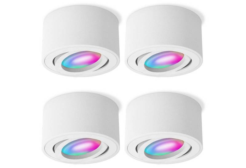 SSC-LUXon LED Aufbaustrahler CELI-1WM Aufbauspot flach weiss schwenkbar mit WiFi RGB LED dimmbar, Warmweiß bis Tageslicht von SSC-LUXon