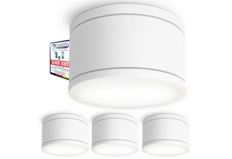 SSC-LUXon LED Außen-Deckenleuchte CELI-WX Aufbauspot flach weiss fuer Bad, Aussen IP44 mit LED GX53 6W, Neutralweiß von SSC-LUXon