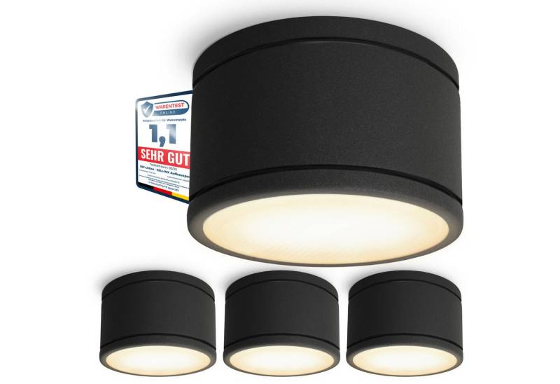 SSC-LUXon LED Außen-Deckenleuchte CELI-WX Bad Aufbaustrahler IP44 schwarz mit GX53 LED Leuchtmittel 5W, Warmweiß von SSC-LUXon