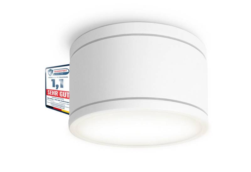 SSC-LUXon LED Außen-Deckenleuchte CELI-WX Bad Aufbaustrahler flach weiss IP44 mit LED GX53 Leuchtmittel, Neutralweiß von SSC-LUXon