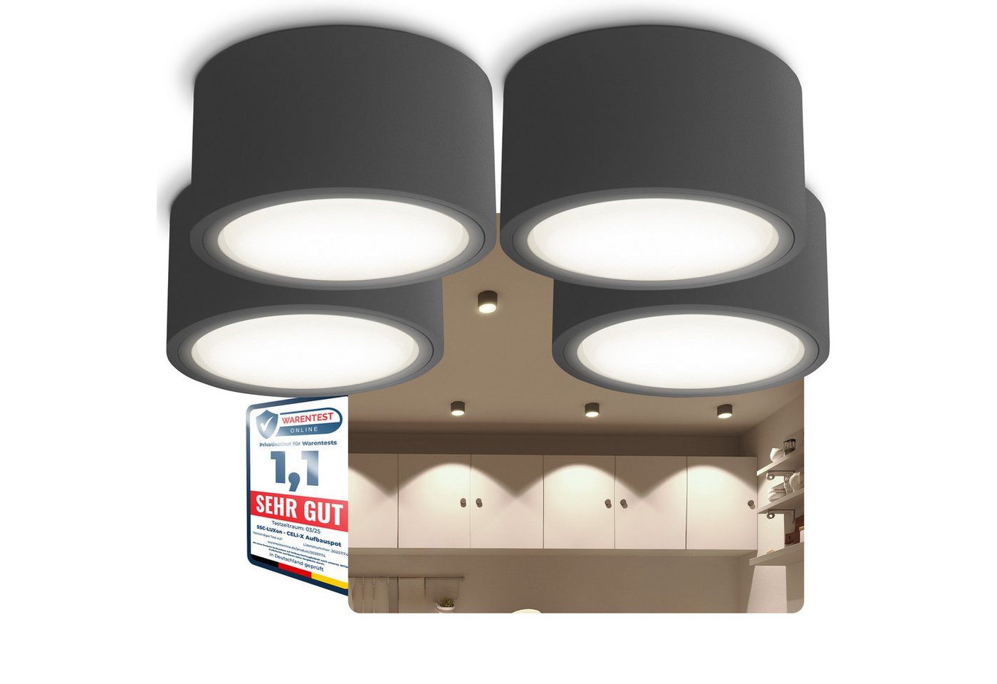 SSC-LUXon LED Aufbaustrahler CELI-X Aufbau Deckenspot flach rund anthrazit mit LED GX53, Neutralweiß SSC-LUXon LED Aufbaustrahler CELI-X Aufbau Deckenspot flach rund anthrazit mit LED GX53, Neutralweiß von SSC-LUXon