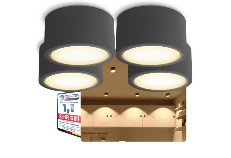 SSC-LUXon LED Aufbaustrahler CELI-X Aufputz Deckenstrahler flach anthrazit mit LED GX53 warmweiss 4, Warmweiß von SSC-LUXon