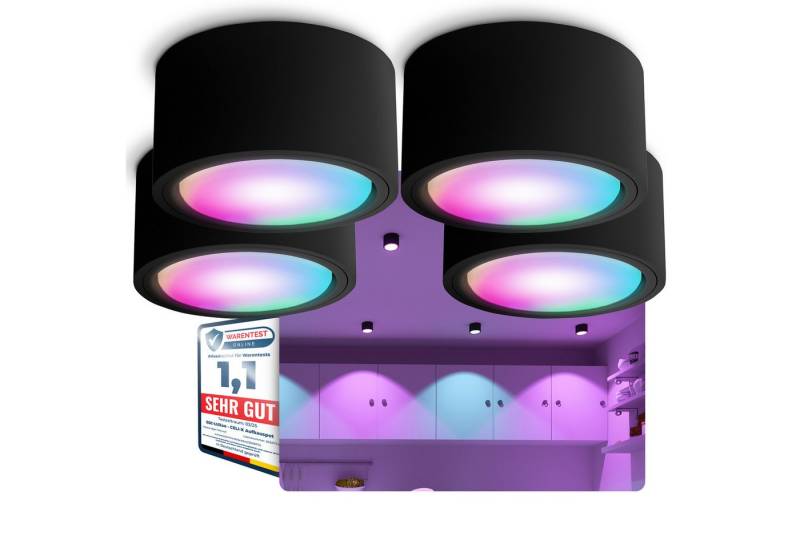 SSC-LUXon LED Aufbaustrahler CELI-X flacher Aufbauleuchte in schwarz rund mit Smart WLAN RGB LED, RGB & Weißtöne von SSC-LUXon
