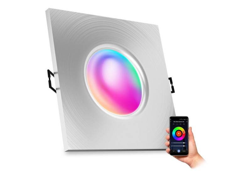 SSC-LUXon LED Einbaustrahler Einbaustrahler BEDA in silber & quadratisch IP65 GU10 Smart 5W dimmbar, RGB & Weißtöne von SSC-LUXon
