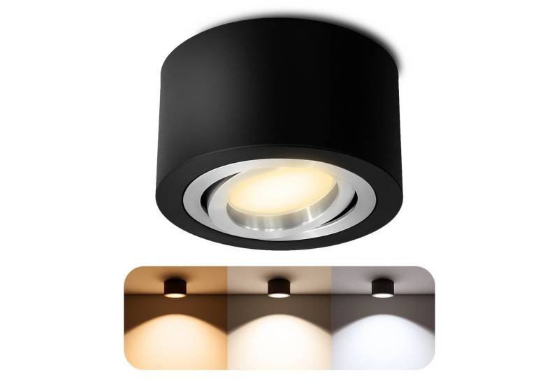 SSC-LUXon LED Aufbaustrahler LANTI LED Deckenspot schwarz silber 6W dimmbar 3CCT schwenkbar Lampe, Warmweiß bis Tageslicht SSC-LUXon LED Aufbaustrahler LANTI LED Deckenspot schwarz silber 6W dimmbar 3CCT schwenkbar Lampe, Warmweiß bis Tageslicht von SSC-LUXon