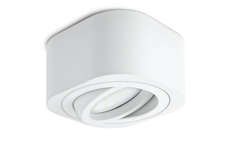 SSC-LUXon LED Aufbaustrahler Flacher LED Aufbauspot TEARA schwenkbar in weiss mit LED Modul 4W, Warmweiß von SSC-LUXon