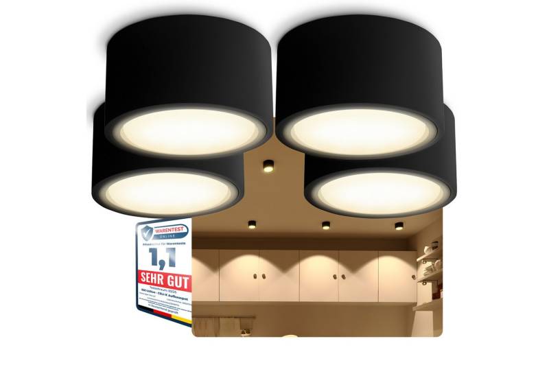 SSC-LUXon LED Aufbaustrahler Flacher LED Aufbaustrahler CELI-X in rund schwarz pulverbeschichtet, Warmweiß von SSC-LUXon