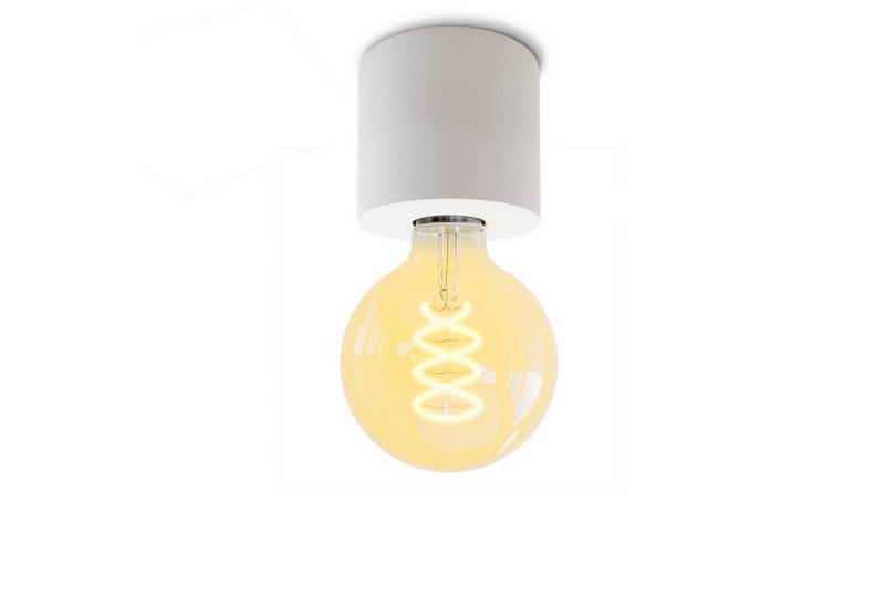 SSC-LUXon LED Aufbaustrahler NAMBI Aufbau Deckenleuchte weiss mit Globe LED E27 Retro dimmbar, Extra Warmweiß von SSC-LUXon