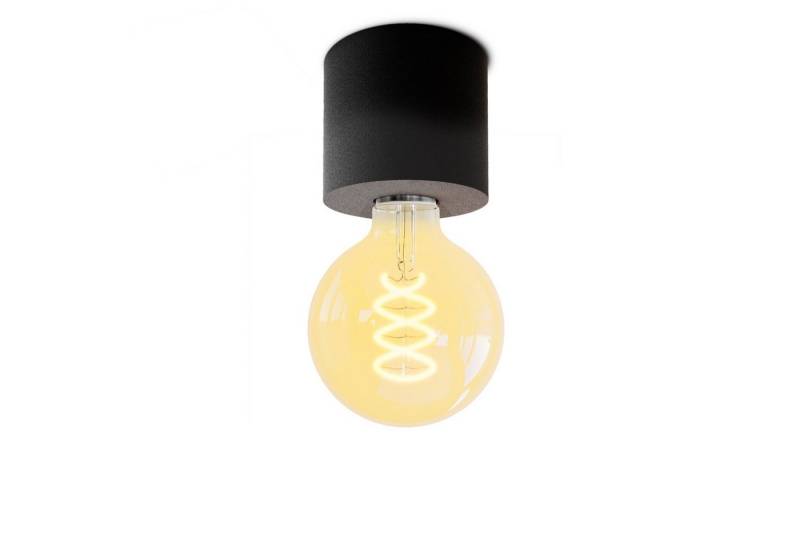 SSC-LUXon LED Aufbaustrahler NAMBI Decken Aufbaulampe schwarz mit Globe LED E27 Retro dimmbar, Extra Warmweiß von SSC-LUXon