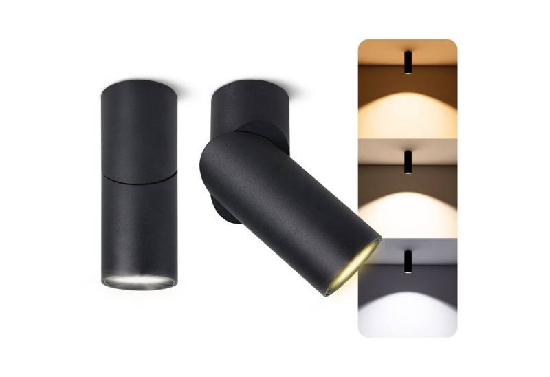 SSC-LUXon LED Aufbaustrahler TOBI-L Aufbaustrahler LED schwenkbar schwarz mit LED GU10 3CCT, Warmweiß bis Tageslicht von SSC-LUXon