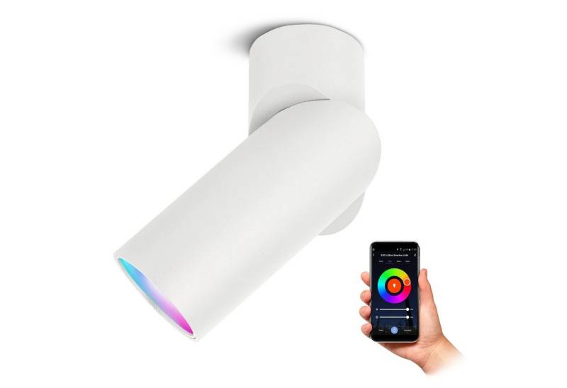 SSC-LUXon LED Aufbaustrahler TOBI-L Spot Aufbauleuchte schwenkbar weiss mit WiFi RGB LED GU10, RGB & Weißtöne von SSC-LUXon