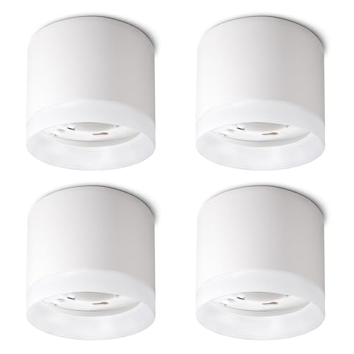 SSC-LUXon Aufputz Deckenleuchte VORA weiß matt 4er Pack - Spotlampe Decke mit Leuchtring blendfrei - moderner GX53 Aufbauspot von SSC-LUXon