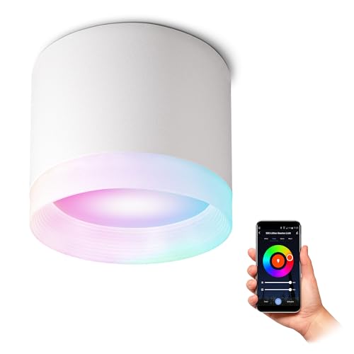 SSC-LUXon Aufputz Deckenleuchte VORA weiß matt Alexa, Siri & Google kompatibel - Aufbauspot mit Smart Home GX53 LED RGBW WLAN von SSC-LUXon