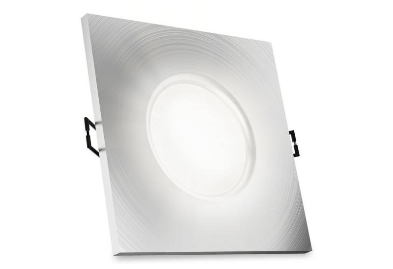 SSC-LUXon LED Außen-Deckenleuchte Einbaustrahler BEDA in silber gebuerstet & quadratisch IP65 mit LED, Neutralweiß von SSC-LUXon
