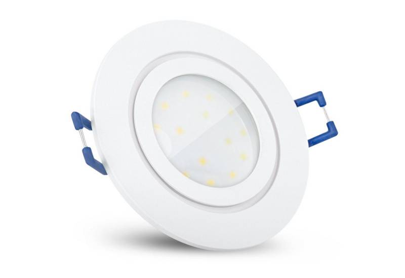 SSC-LUXon LED Außen-Deckenleuchte Flache LED Bad Einbauleuchte RW-2 in weiss rund IP44 mit LED Modul 4W, Neutralweiß von SSC-LUXon