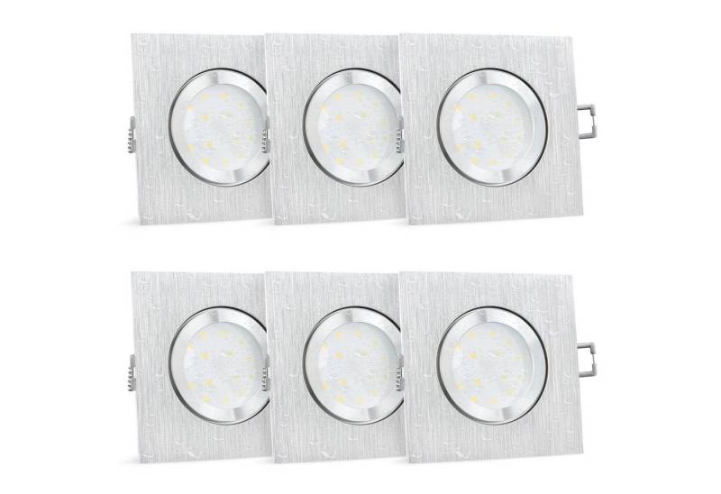 SSC-LUXon LED Außen-Deckenleuchte QW-2 LED Einbauleuchte flach IP44 Alu quadratisch mit LED Modul 4W, Neutralweiß von SSC-LUXon
