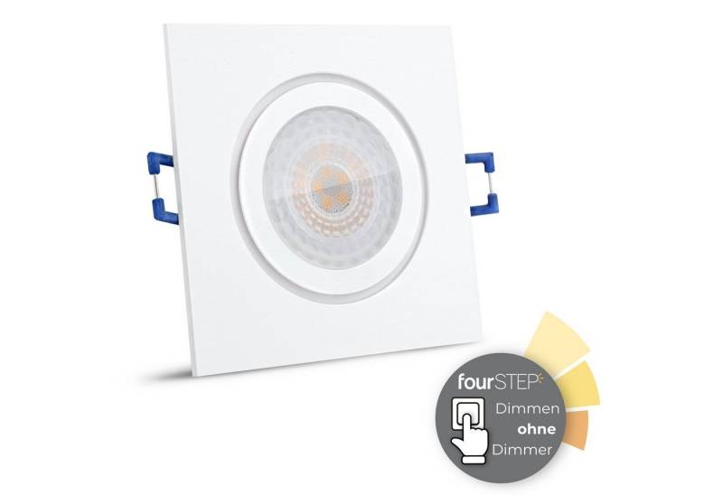 SSC-LUXon LED Außen-Deckenleuchte QW-2 LED Einbauspot Bad flach in weiss quadratisch IP44 mit fourSTEP, Neutralweiß von SSC-LUXon