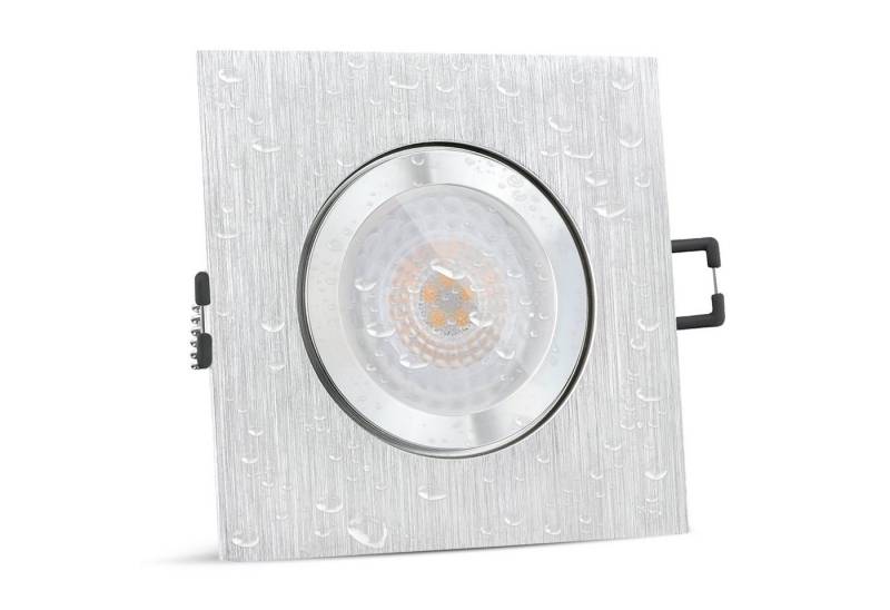 SSC-LUXon LED Außen-Deckenleuchte QW-2 LED Einbaustrahler flach & eckig Alu gebuerstet fuer Bad IP44, Neutralweiß von SSC-LUXon