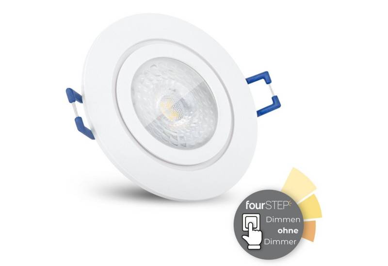 SSC-LUXon LED Außen-Deckenleuchte RW-2 Bad Einbauleuchte LED flach in weiss & rund IP44 mit fourSTEP, Warmweiß von SSC-LUXon