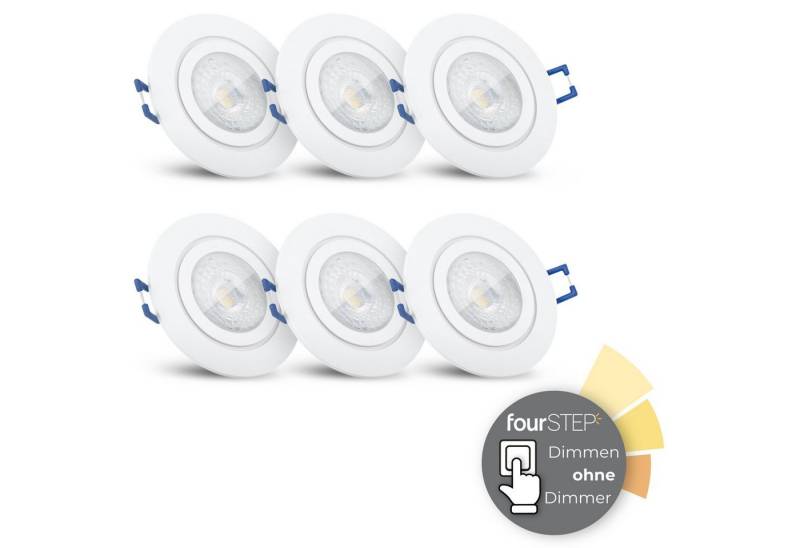 SSC-LUXon LED Außen-Deckenleuchte RW-2 Bad Einbauleuchte LED flach in weiss & rund IP44 mit fourSTEP, Warmweiß von SSC-LUXon