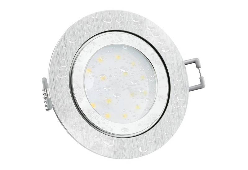 SSC-LUXon LED Außen-Deckenleuchte RW-2 LED-Einbauleuchte IP44 Alu flach rund mit fourSTEP Dim LED, Neutralweiß von SSC-LUXon